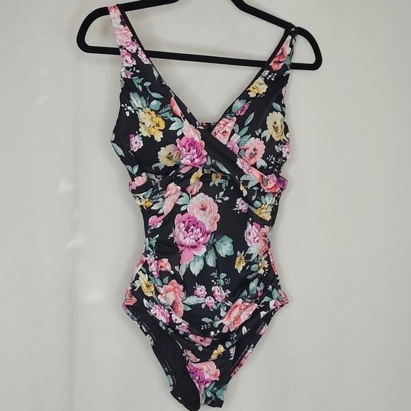 Maurices x American Beach Floral Ruched One Piece Swimsuit - Size M - Picture 2 of 7